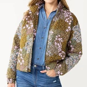 Quilted flower print jacket